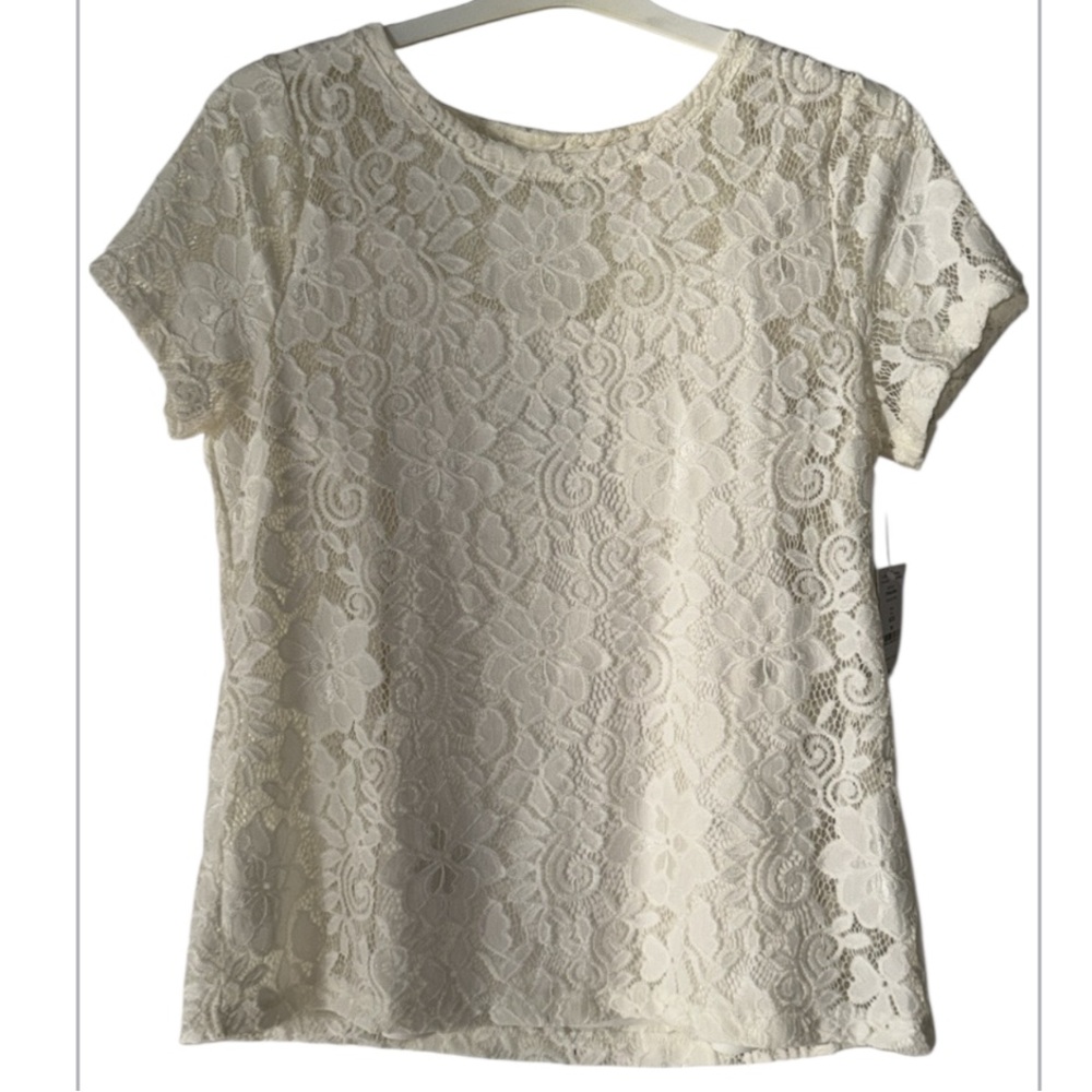 WHBM WHITE HOUSE BLACK MARKET Ecru / Cream Lace Top With Separate Cami Under NWT